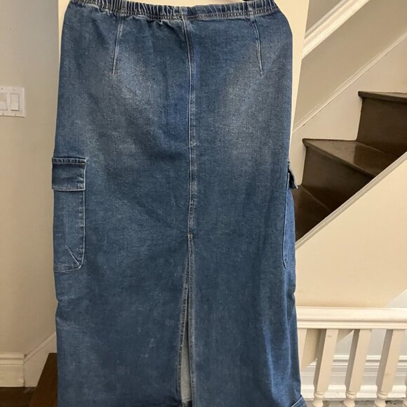 RE Generation jeans Blue Denim Maxi Skirt with Pockets Sz. XL NWT - Picture 6 of 13